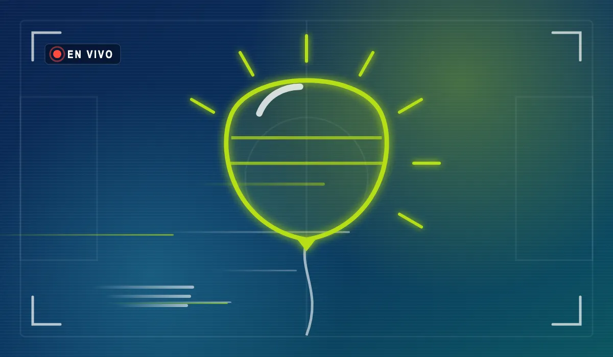 Ilustración de un globo que se infla con líneas de movimiento